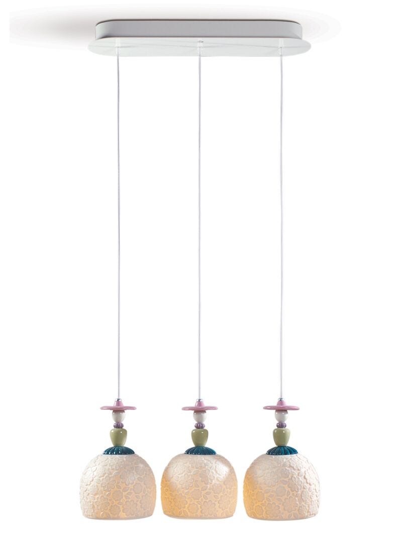 lladro Lámpara de techo Mademoiselle Contemplando el océano 3 luces. Florón lineal (CE/UK/CCC) Oferta especial de fábrica