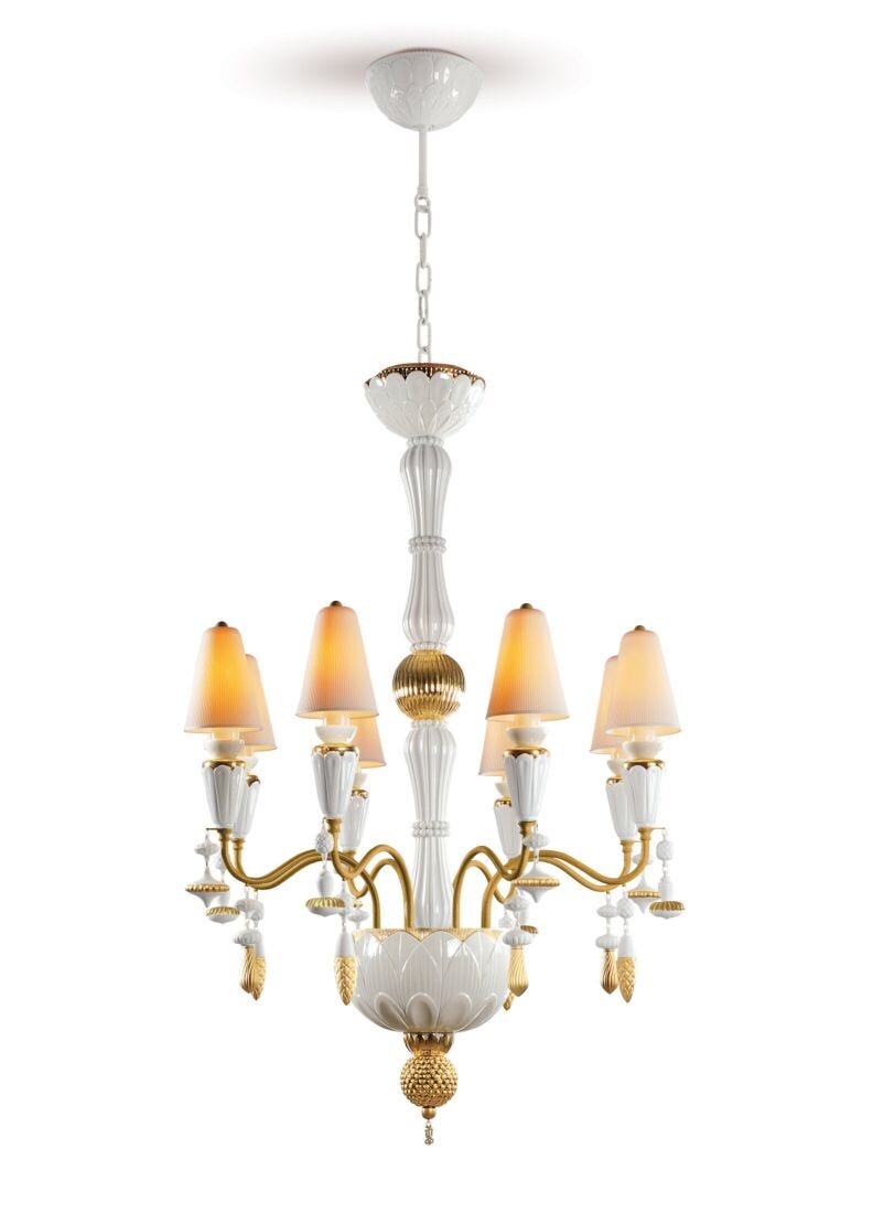 lladro Chandelier Ivy and Seed 8 luces. Lustre oro (CE/UK/CCC) Limitado a 3 días