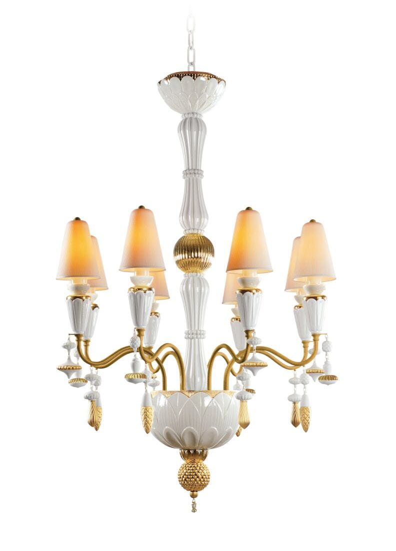 lladro Chandelier Ivy and Seed 8 luces. Lustre oro (CE/UK/CCC) Limitado a 3 días