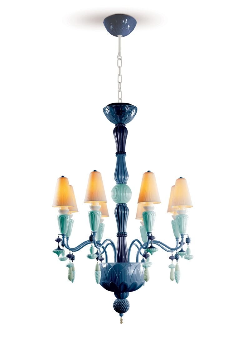 lladro Chandelier Ivy and Seed 8 luces. Océano (CE/UK/CCC) Última moda