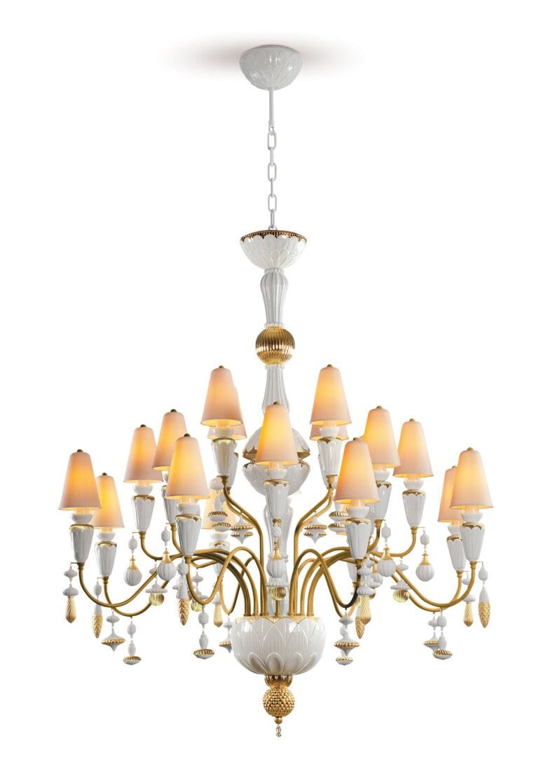 lladro Chandelier Ivy and Seed 20 luces. Lustre oro. Mediano (CE/UK/CCC) Rebajas de fin de temporada