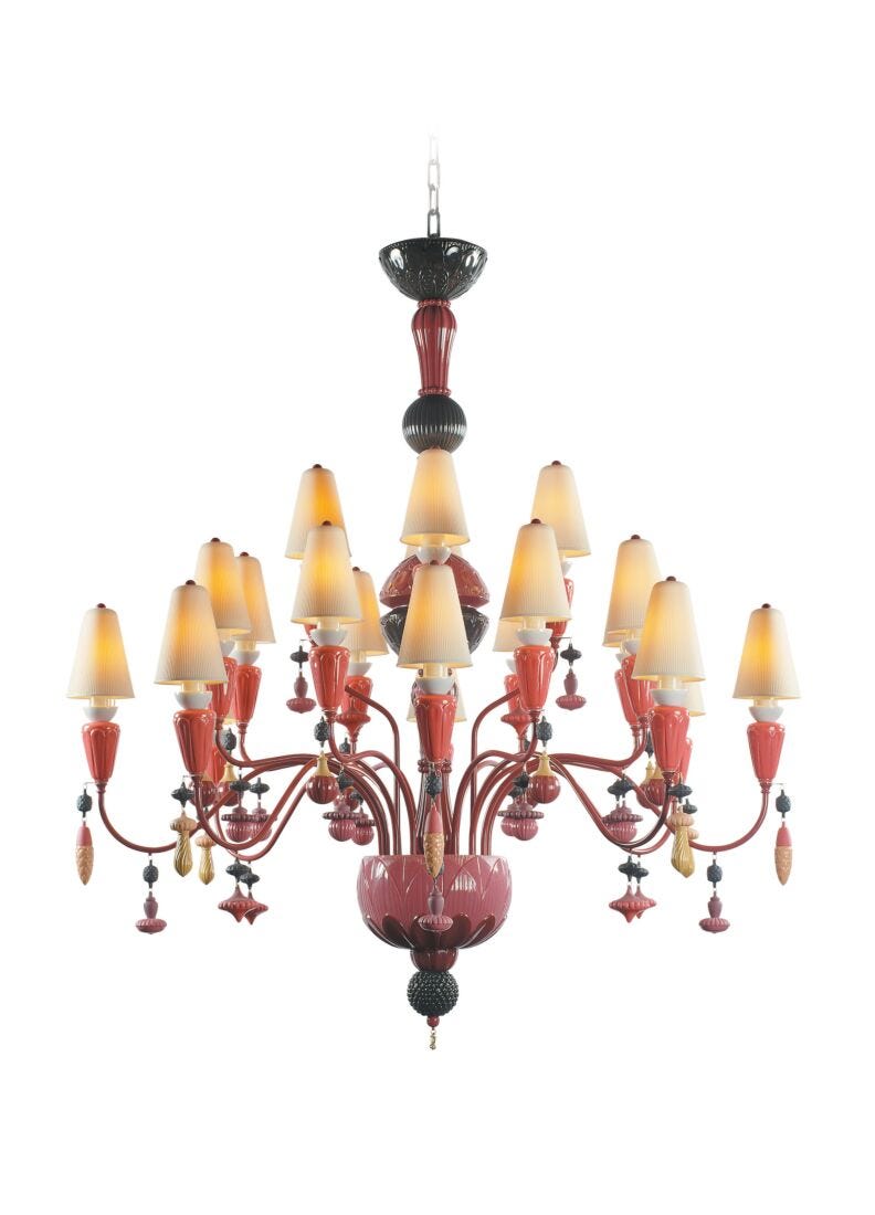 lladro Chandelier Ivy and Seed 20 luces. Mediano. Coral rojo (CE/UK/CCC) Solo queda un día