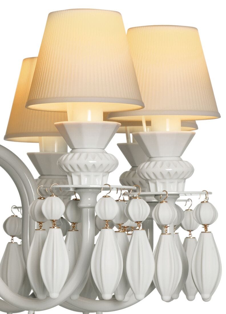 lladro Chandelier Belle de Nuit 12 luces. Blanco (CE/UK/CCC) Precios de Black Friday