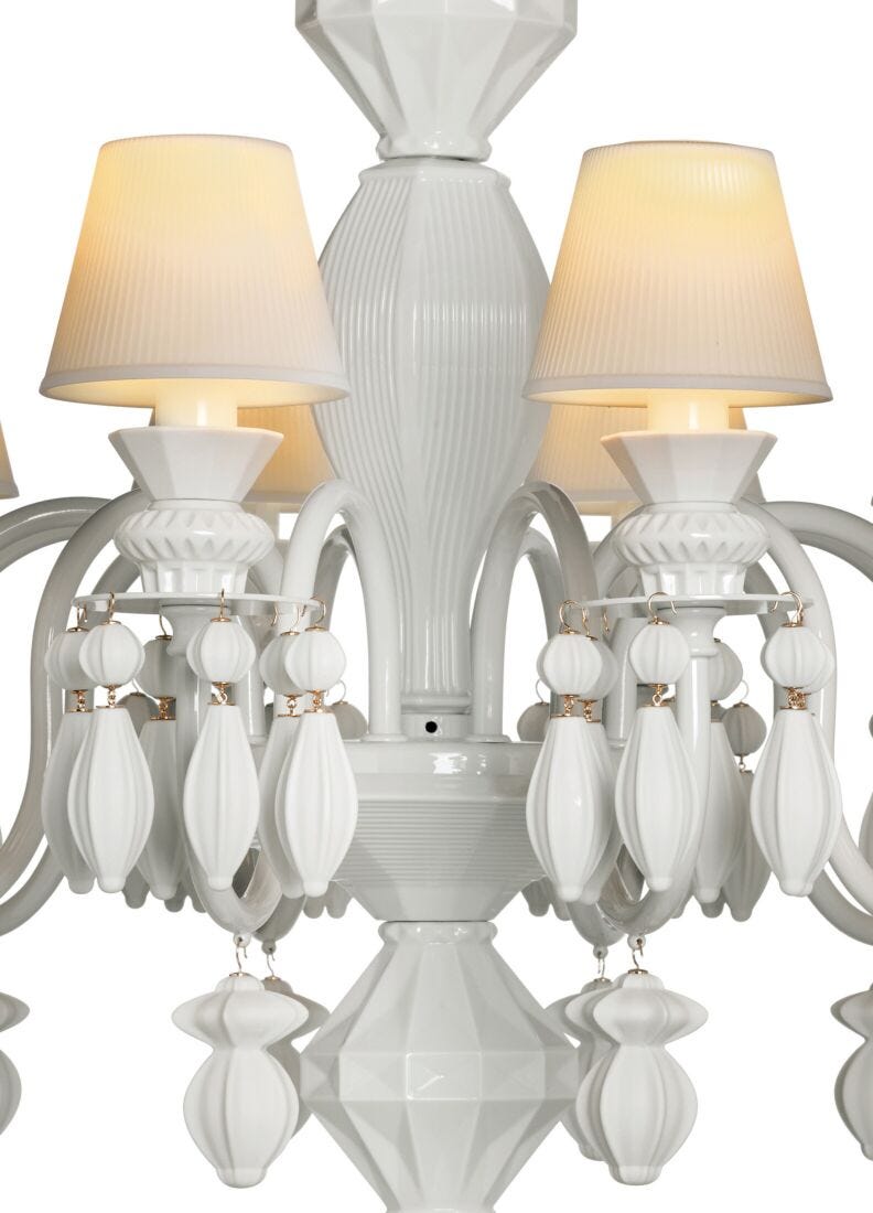 lladro Chandelier Belle de Nuit 12 luces. Blanco (CE/UK/CCC) Precios de Black Friday