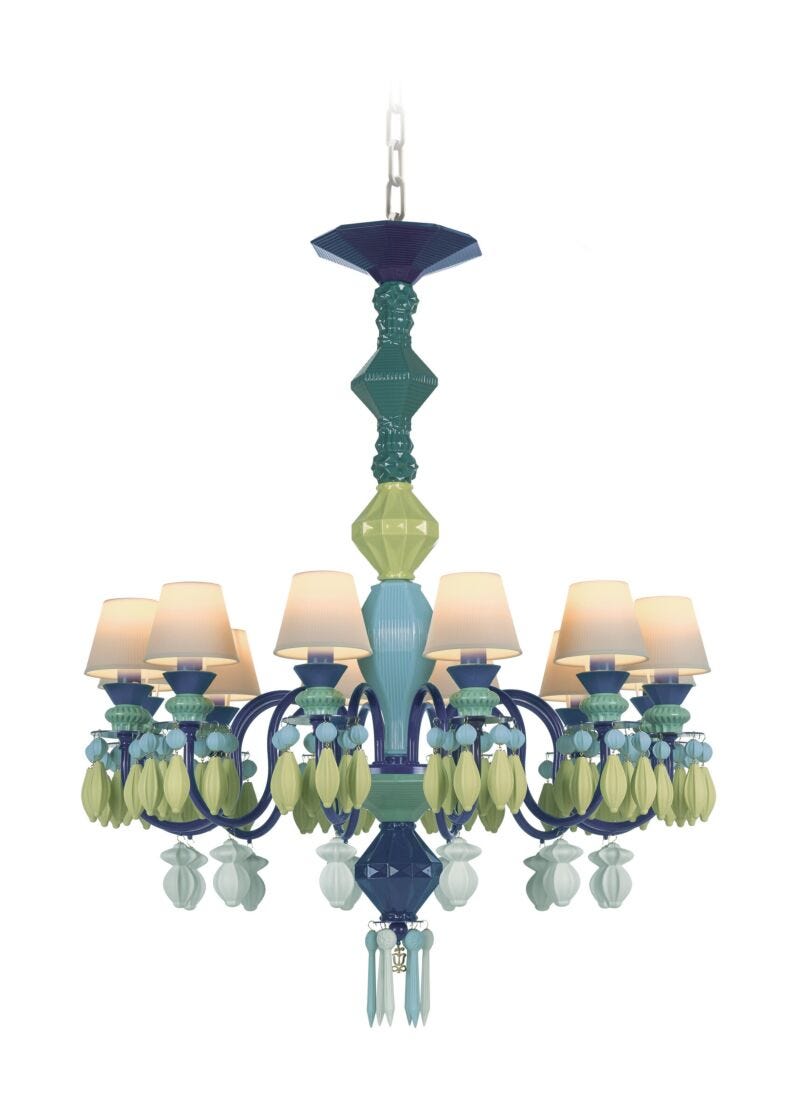 lladro Chandelier Belle de Nuit 12 luces. Verde (CE/UK/CCC) Libre de impuestos
