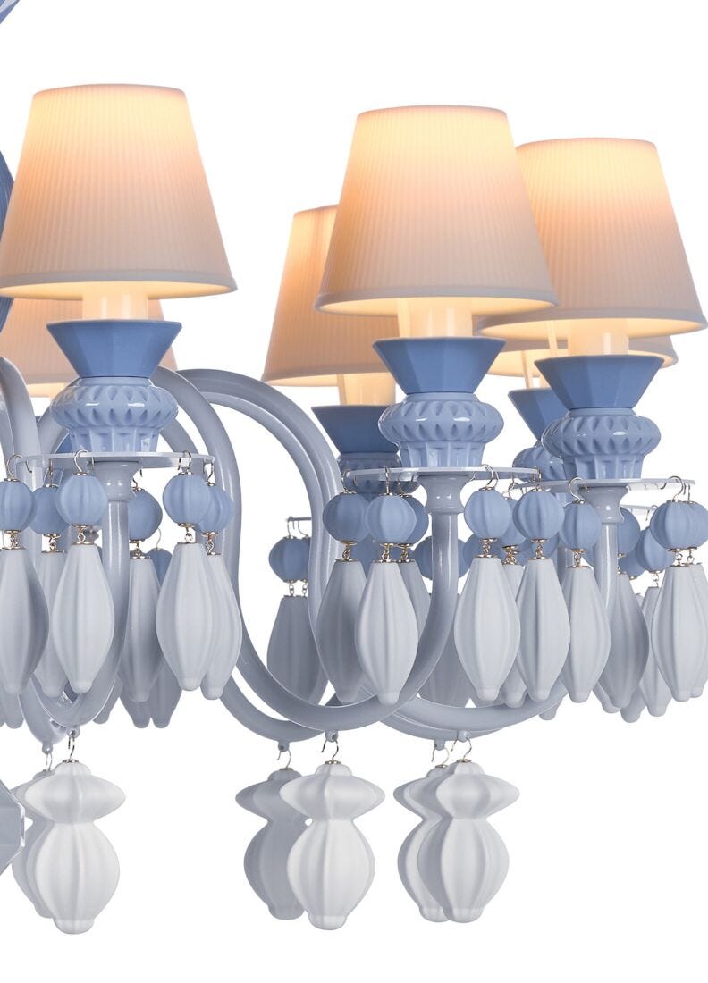 lladro Chandelier Belle de Nuit 12 luces. Azul (CE/UK/CCC)