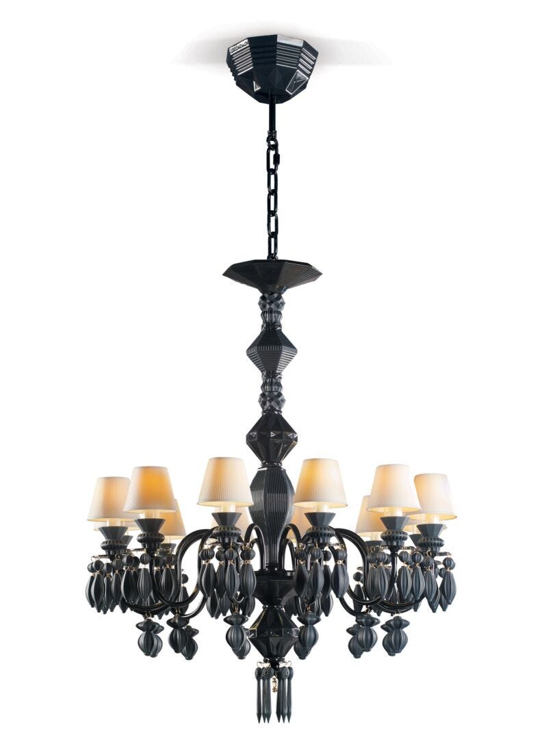 lladro Chandelier Belle de Nuit 12 luces. Negro absoluto (CE/UK/CCC) En oferta