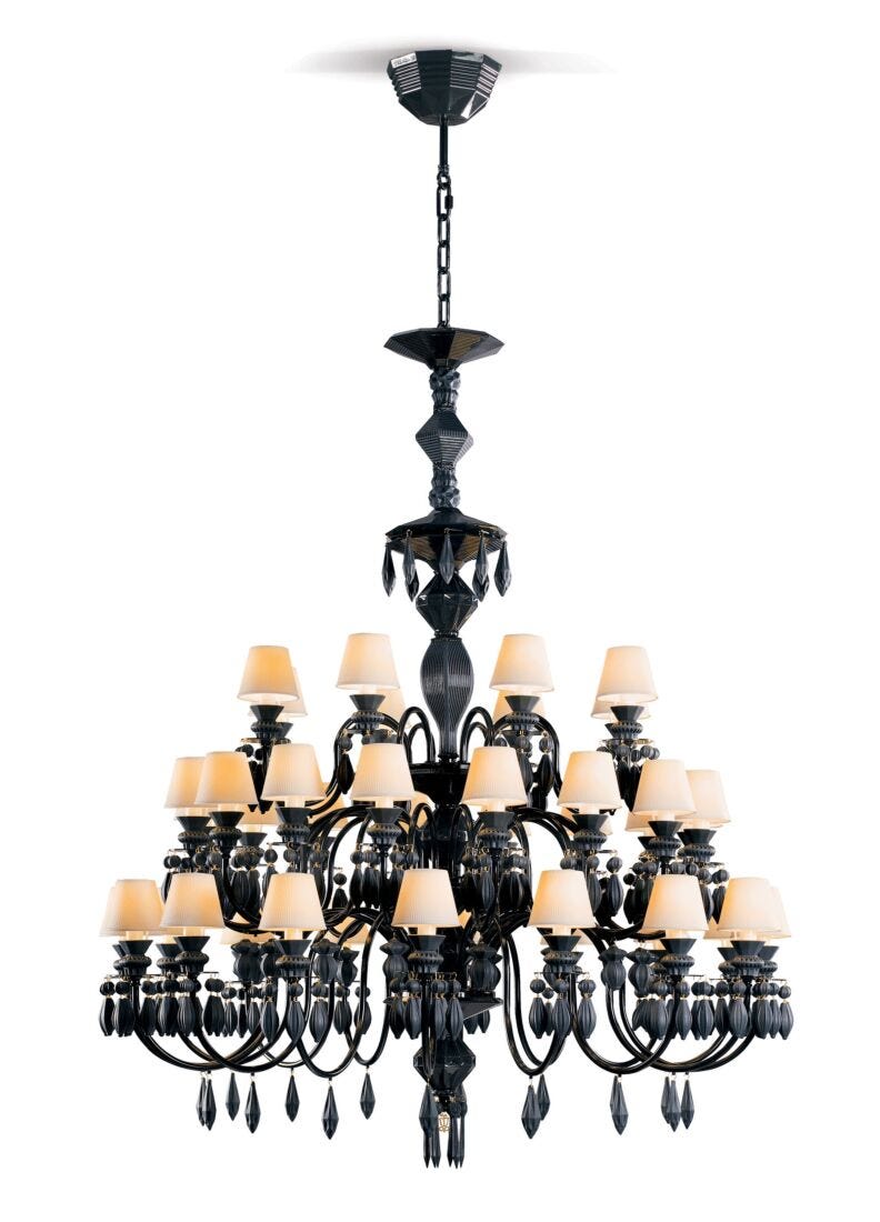 lladro Chandelier Belle de Nuit 40 luces. Negro absoluto (CE/UK) Rebajas de fábrica
