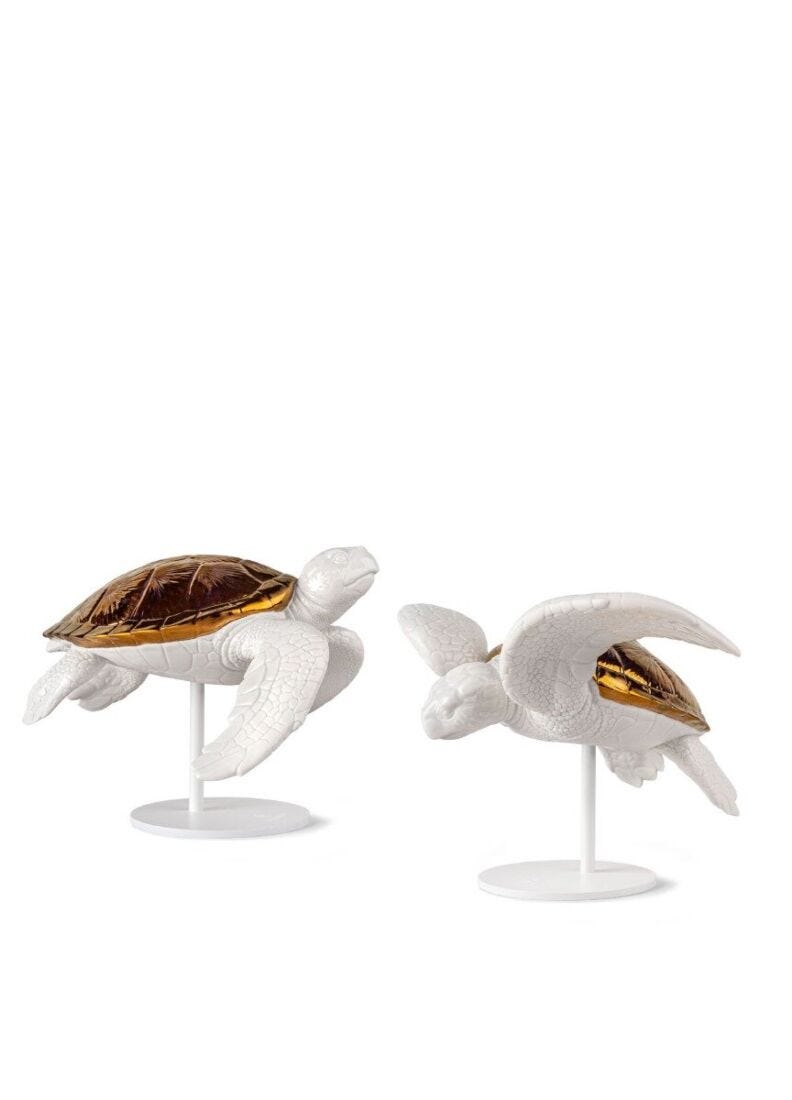 lladro Escultura Pareja de tortugas marinas (blanco – cobre) Precios de Black Friday