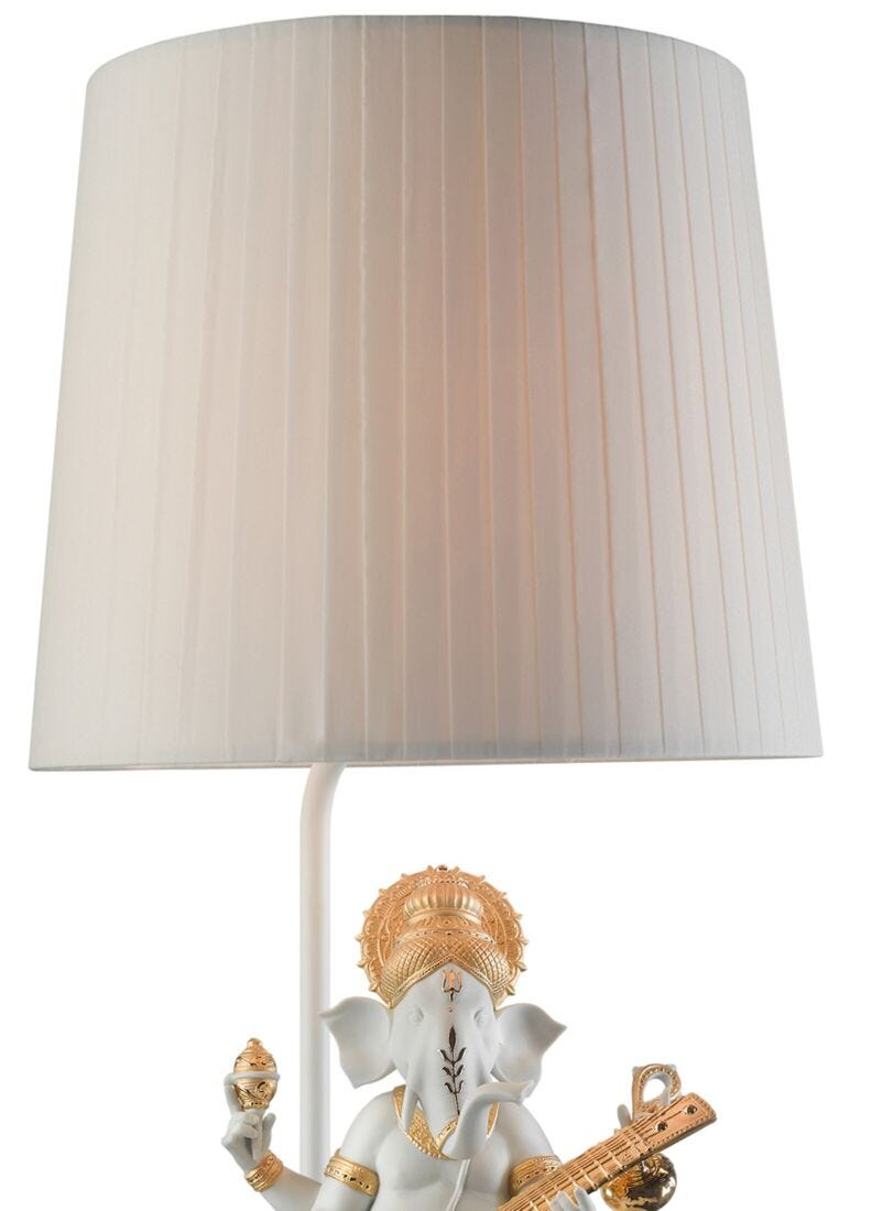 lladro Lámpara de mesa Ganesha con veena. Lustre oro (CE) Descuento por venta flash