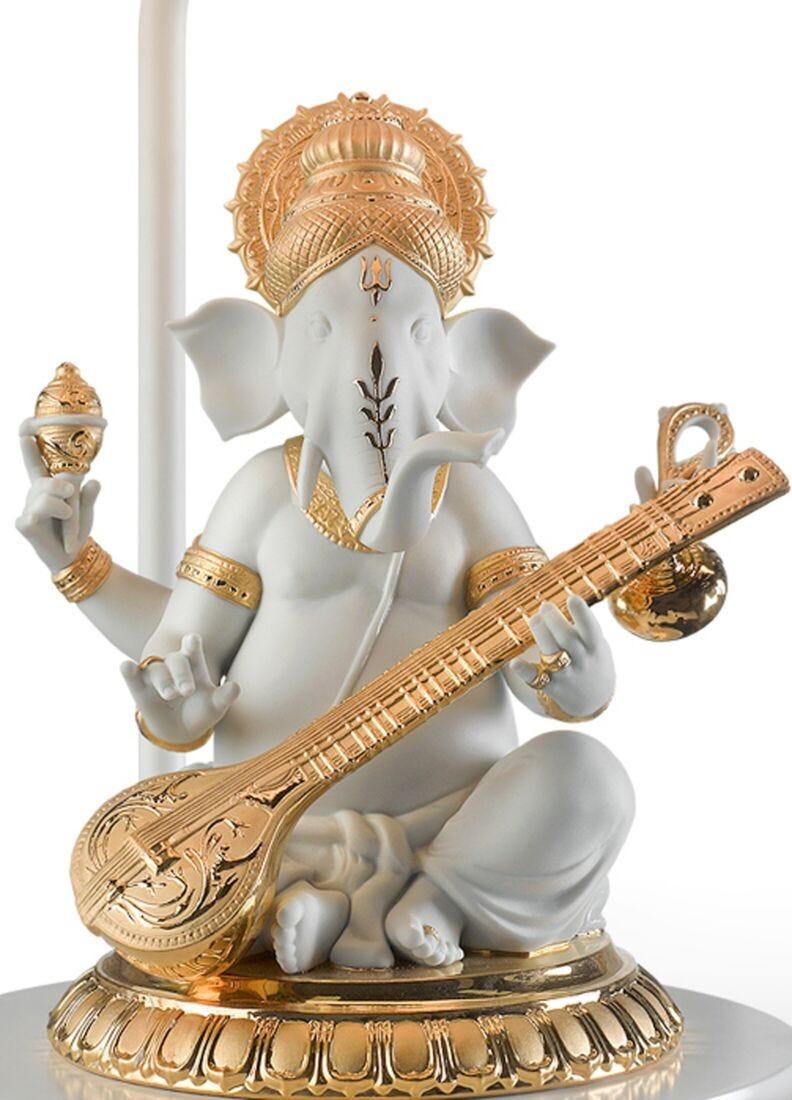 lladro Lámpara de mesa Ganesha con veena. Lustre oro (CE) Descuento por venta flash