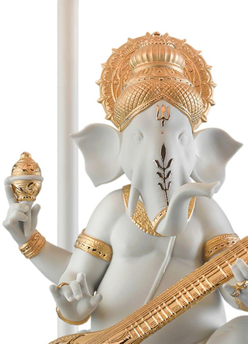 lladro Lámpara de mesa Ganesha con veena. Lustre oro (CE) Descuento por venta flash