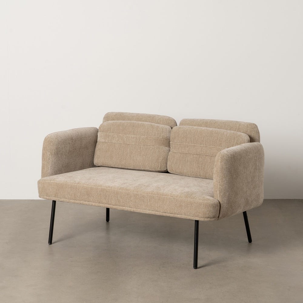 lolahome Sofá 2 plazas cojines beige