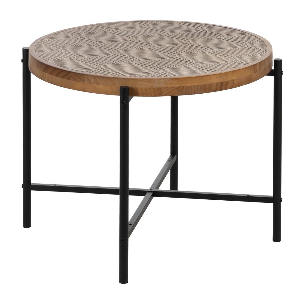 lolahome Mesa de centro de madera grabada