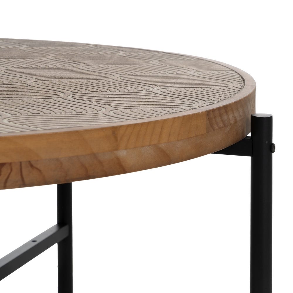 lolahome Mesa de centro de madera grabada Ofertas especiales