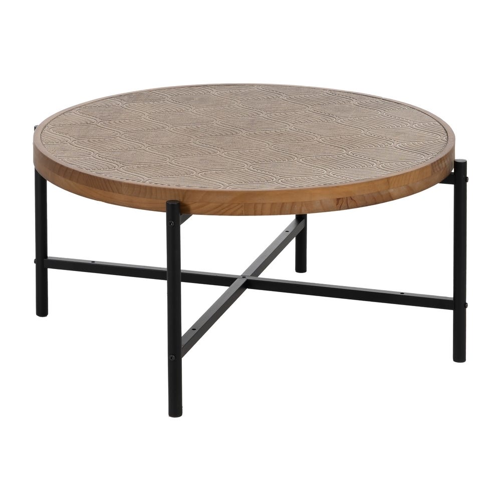 lolahome Mesa de centro de madera grabada Ofertas especiales
