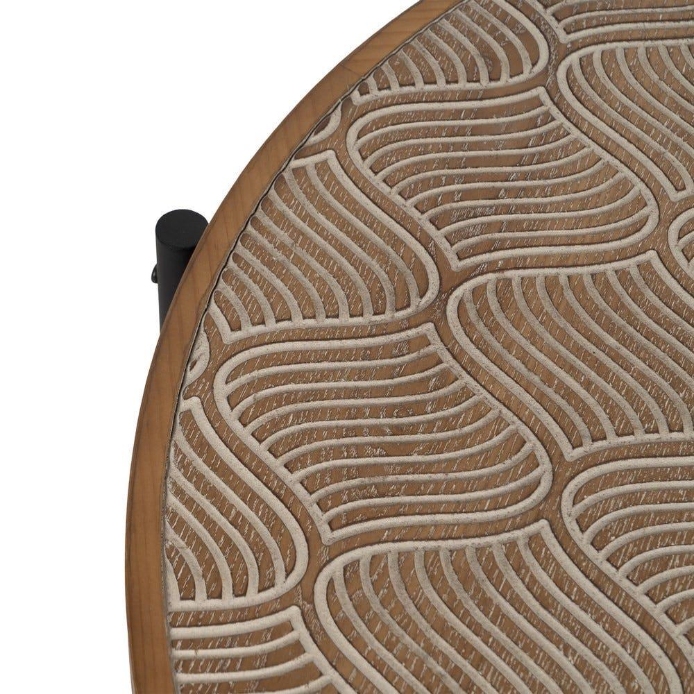 lolahome Mesa de centro de madera grabada Ofertas especiales