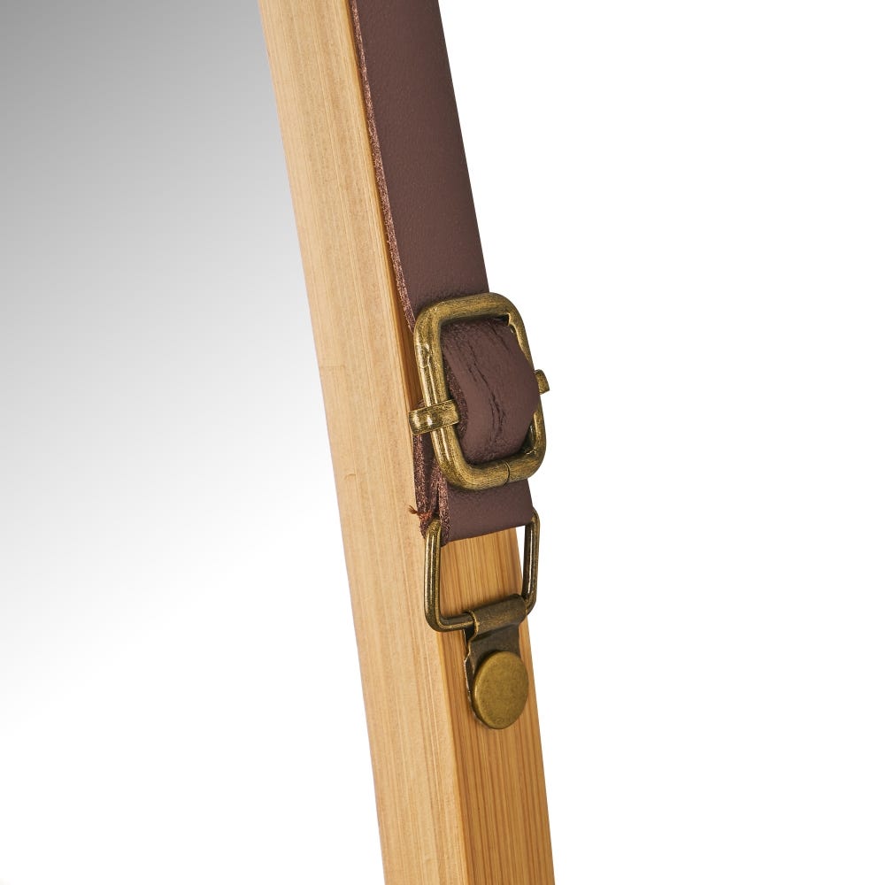 lolahome Espejo ovalado con correa de piel de bambú natural de 43x77 cm Rebajas baratas