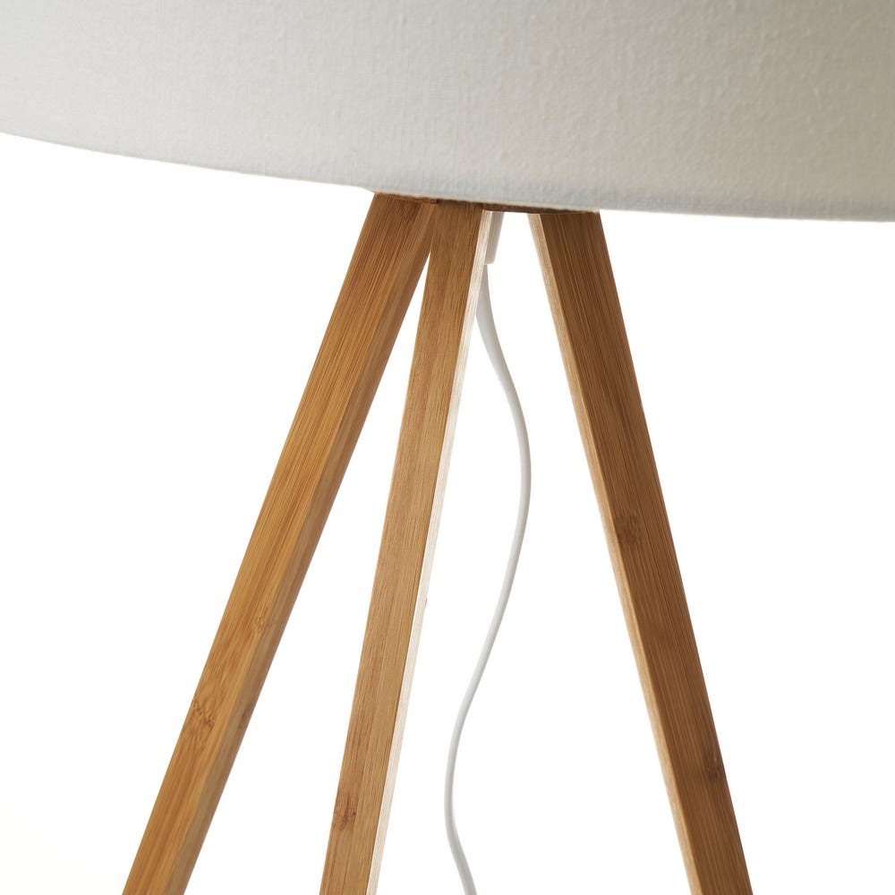 lolahome Lámpara de mesa trípode de bambú natural de Ø 30x55 cm
