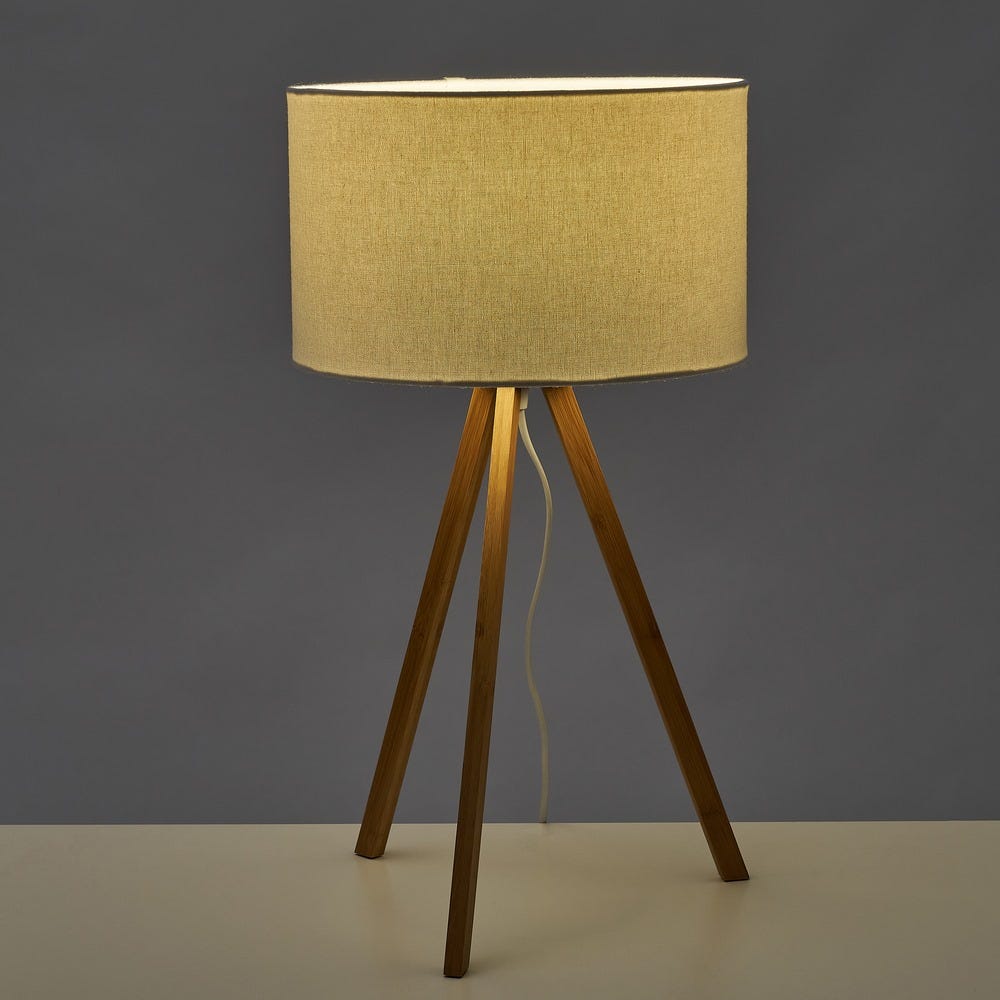 lolahome Lámpara de mesa trípode de bambú natural de Ø 30x55 cm Liquidación
