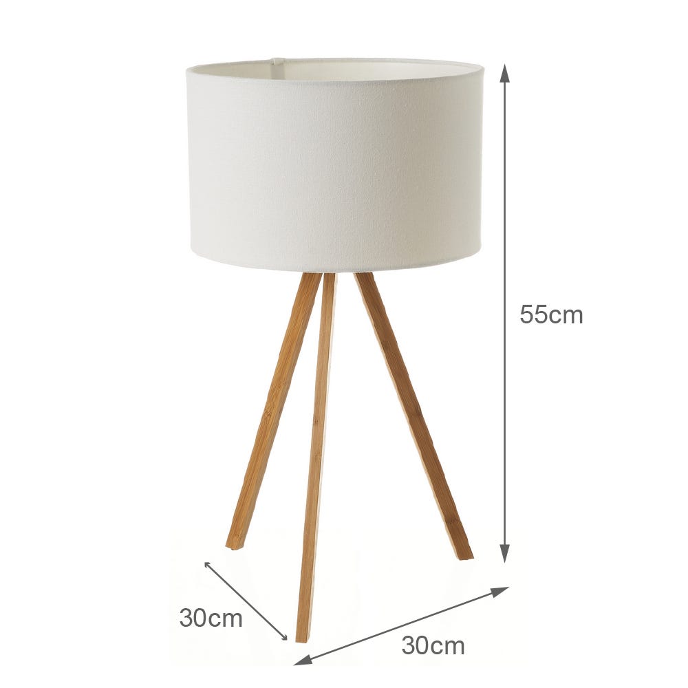 lolahome Lámpara de mesa trípode de bambú natural de Ø 30x55 cm Liquidación