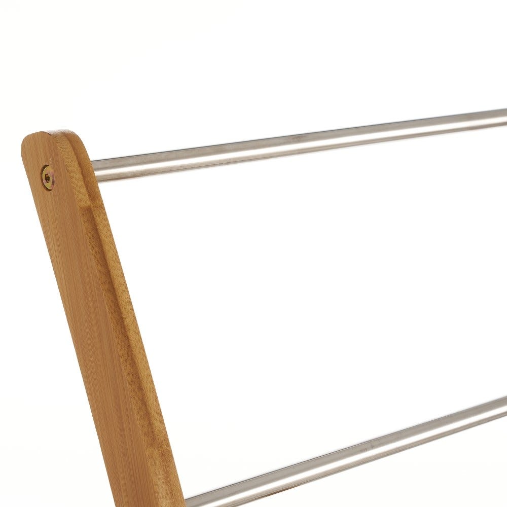 lolahome Toallero de pie múltiple de bambú natural y acero inoxidable de 57x35x81 cm