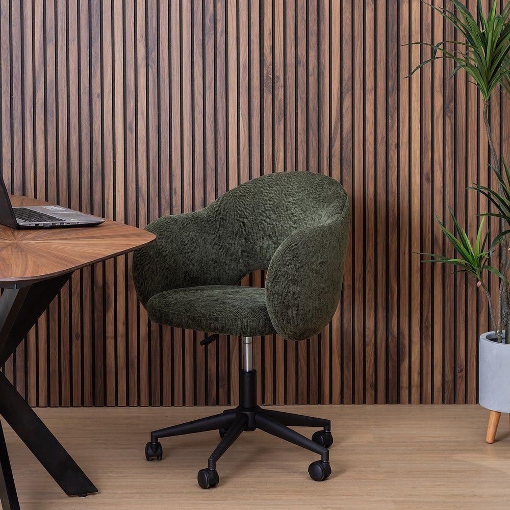 lolahome Silla de escritorio verde con ruedas