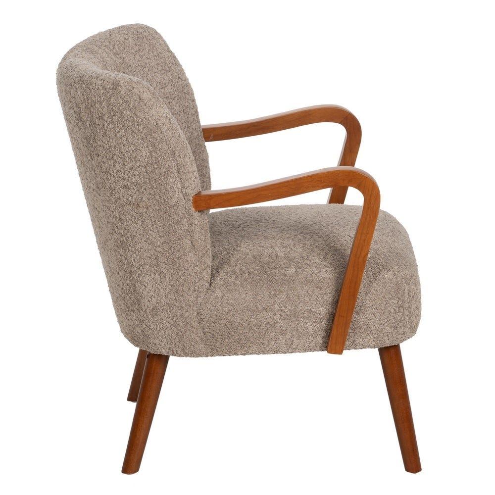 lolahome Sillón bajo con brazos de tela de borreguito y madera de caucho Envío internacional gratuito