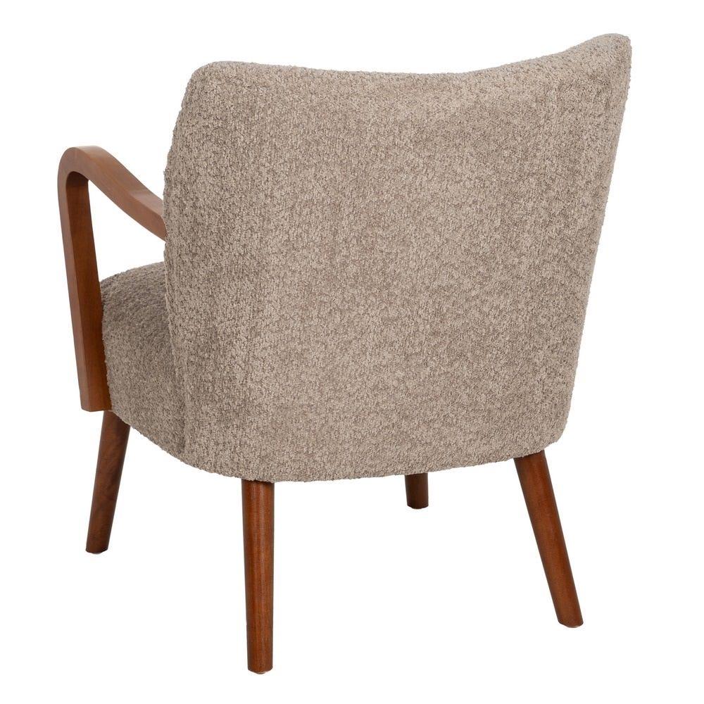 lolahome Sillón bajo con brazos de tela de borreguito y madera de caucho Envío internacional gratuito