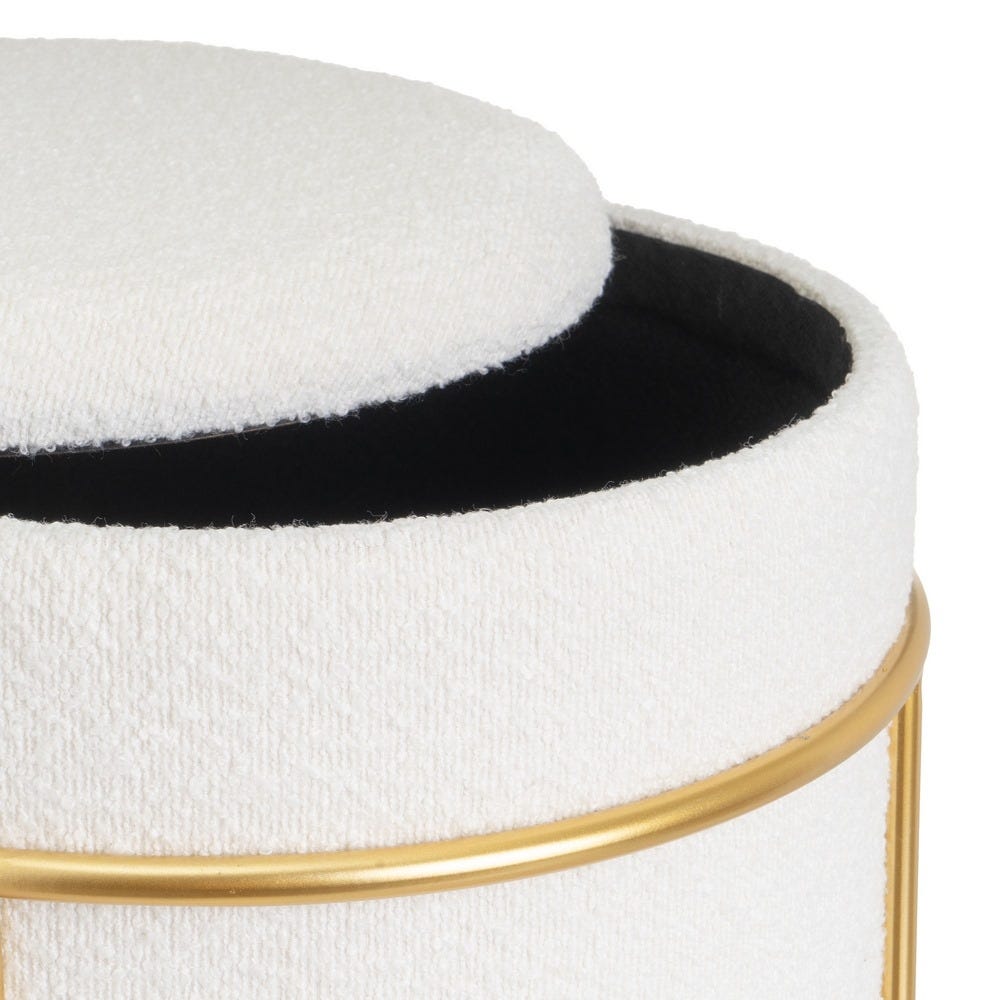 lolahome Puff baúl redondo tapizado de borreguito En oferta