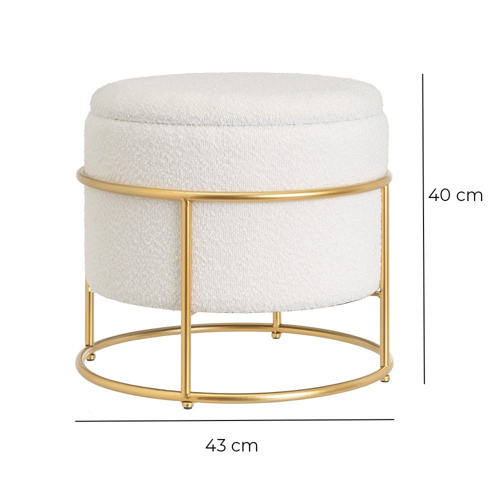 lolahome Puff baúl redondo tapizado de borreguito En oferta