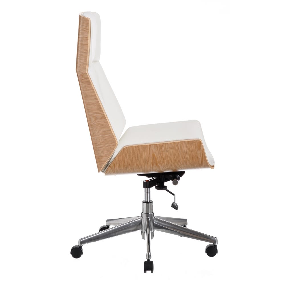 lolahome Sillón escritorio con ruedas blanco de polipiel ergonómico