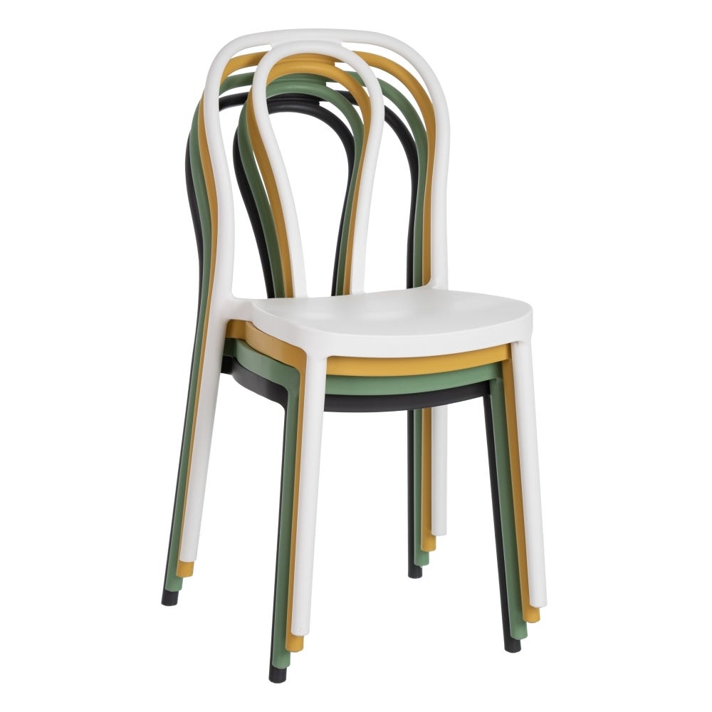 lolahome Set de 4 sillas de comedor de ondas de polipropileno de 43x53x85 cm
