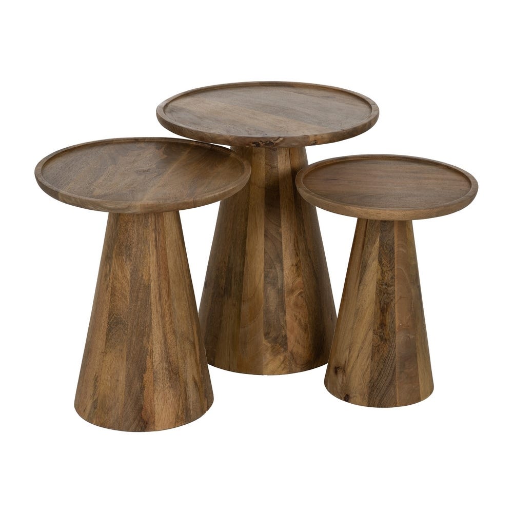 lolahome Set de 3 mesita auxiliar redonda