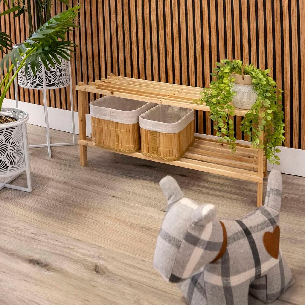 lolahome Zapatero de madera de abeto natural claro con 2 estantes de 64x26x29 cm Precios de Black Friday