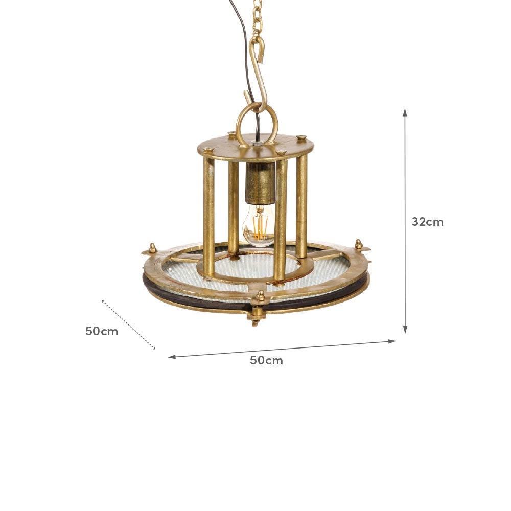 lolahome Lámpara de techo náutica de metal color bronce y cristal de Ø 50x32 cm Precio ultrabajo