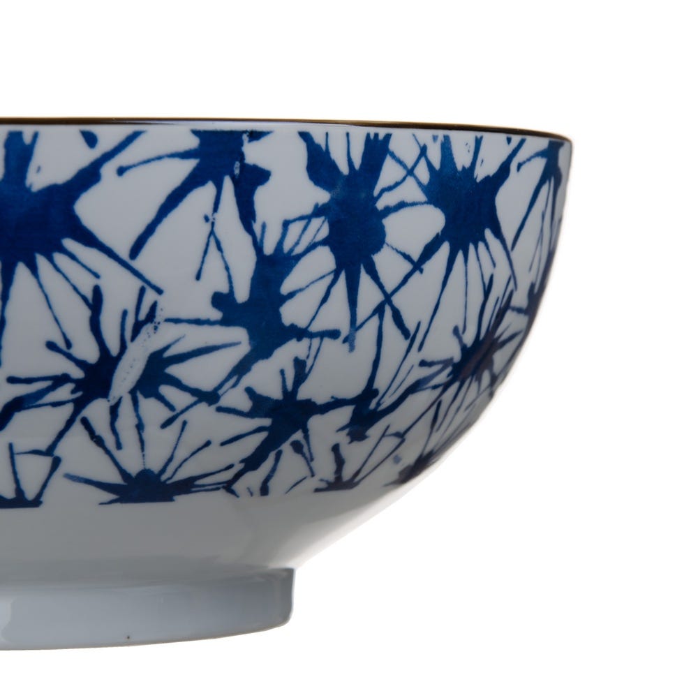 lolahome Ensaladera redonda de gotas blanca y azul de porcelana de Ø 20 cm Devoluciones gratuitas