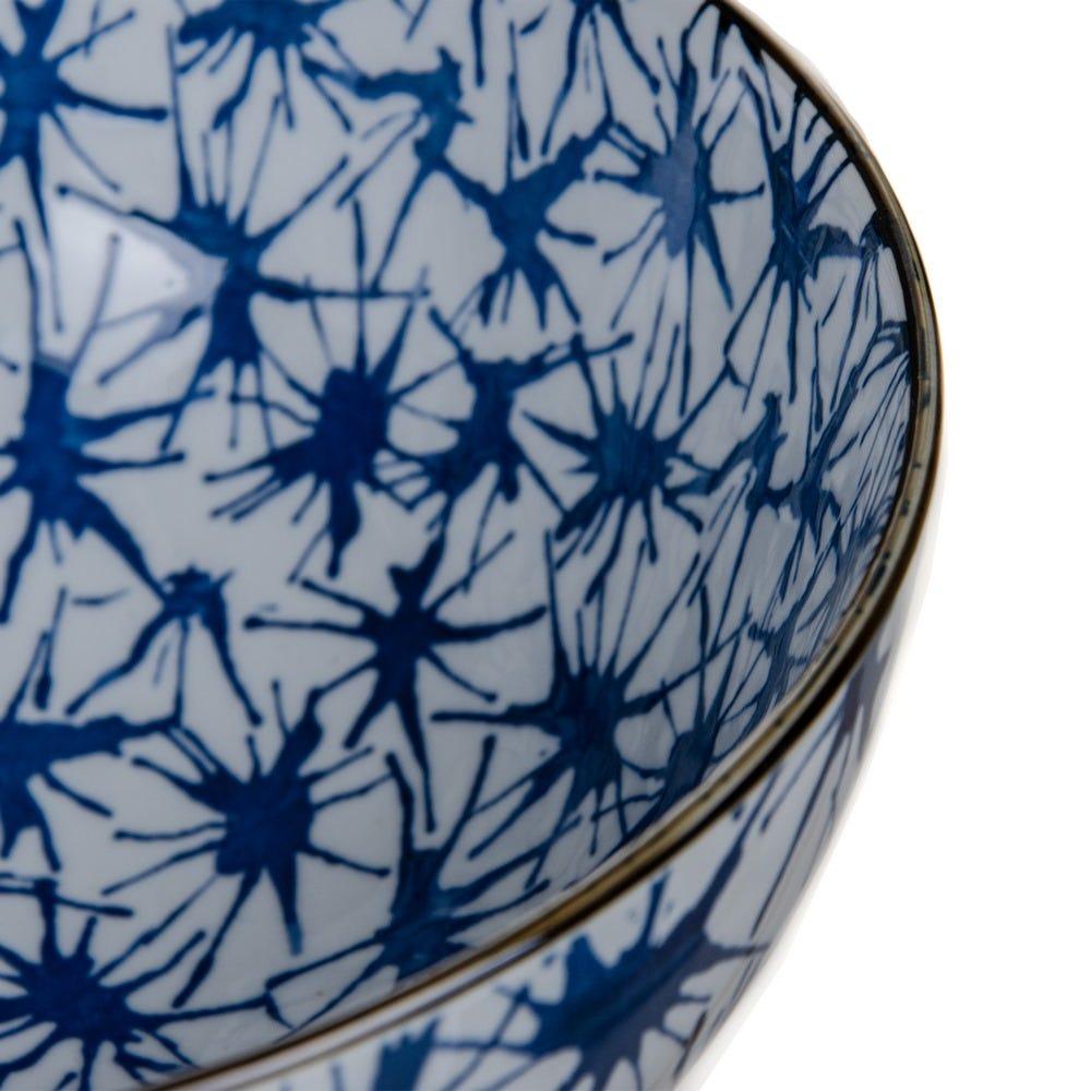 lolahome Ensaladera redonda de gotas blanca y azul de porcelana de Ø 20 cm Devoluciones gratuitas