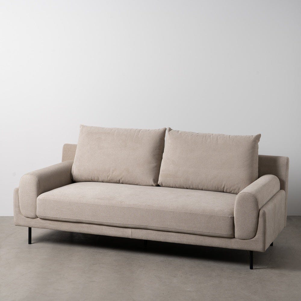 lolahome Sofá de 3 plazas tapizado taupe con cojines Outlet online