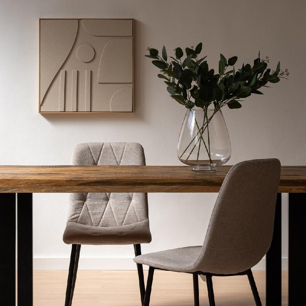lolahome Silla de comedor Lina rombos tapizada en lino