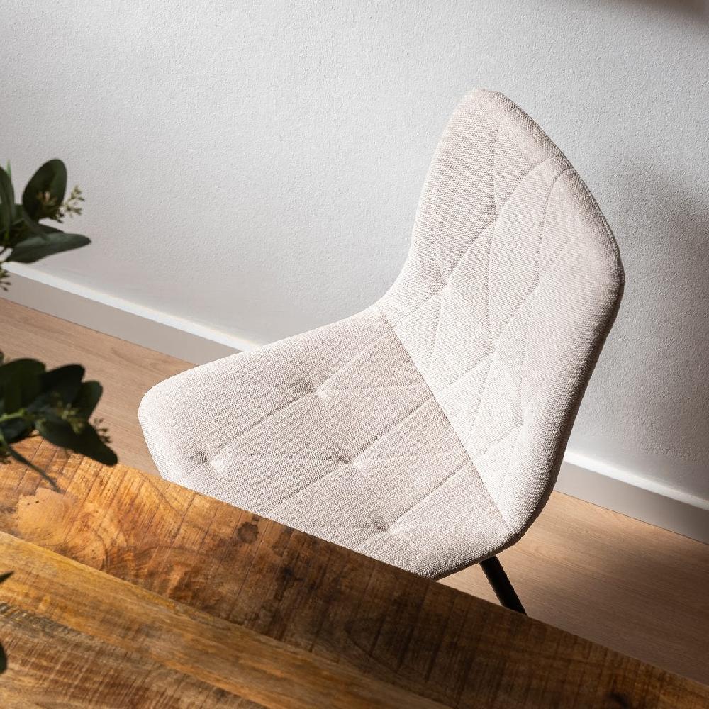lolahome Silla de comedor Lina rombos tapizada en lino Liquidación