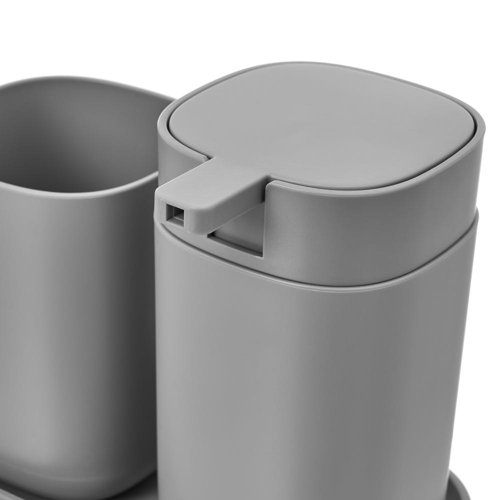 lolahome Set de dispensador jabonera y portacepillos gris Últimos 3 días