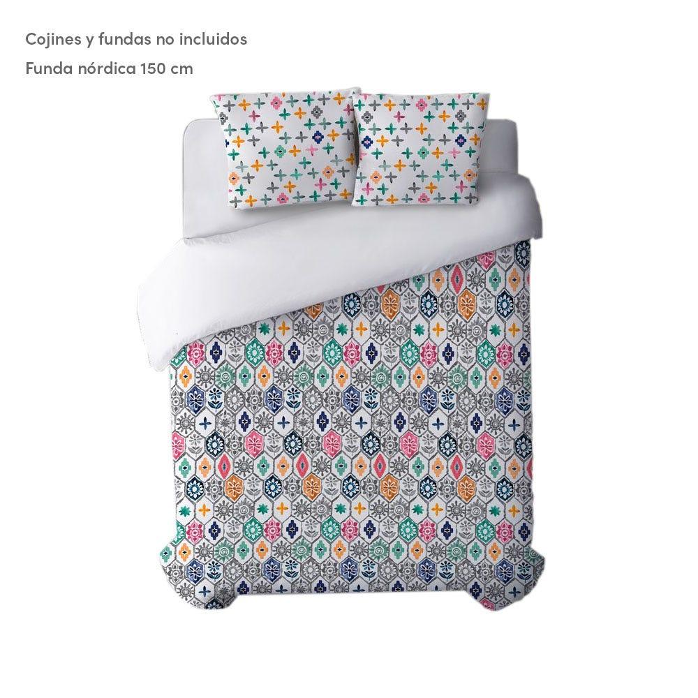 lolahome Funda nórdica arabesca blanca y rosa de algodón natural para cama de 150 cm ÚLTIMAS EDICIONES