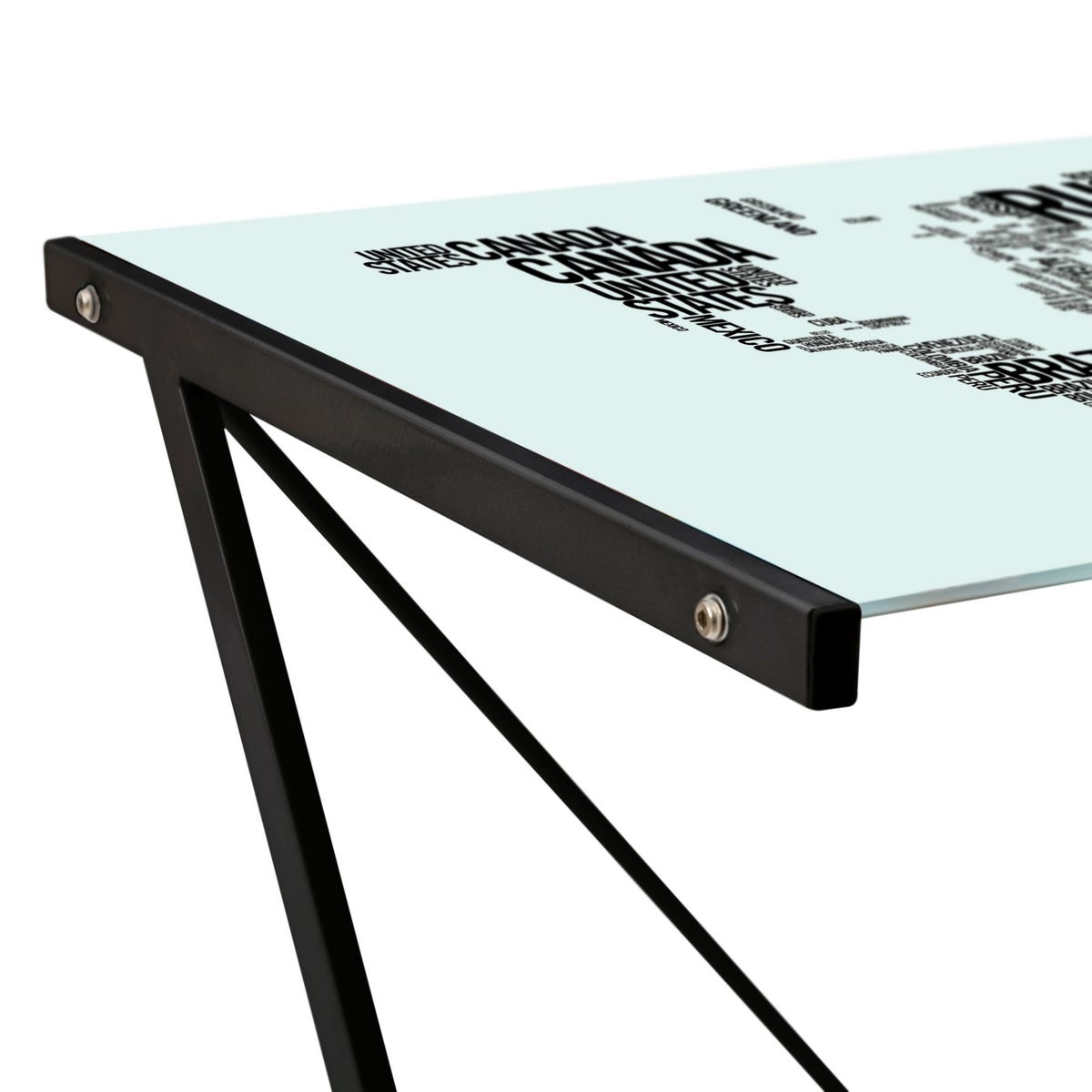 lolahome Escritorio negro de cristal de 75x120x60 cm