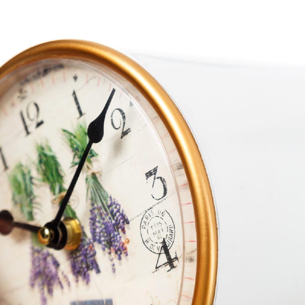 lolahome Reloj de mesa blanco de metal de 17x16x16 cm Promoción por tiempo limitado