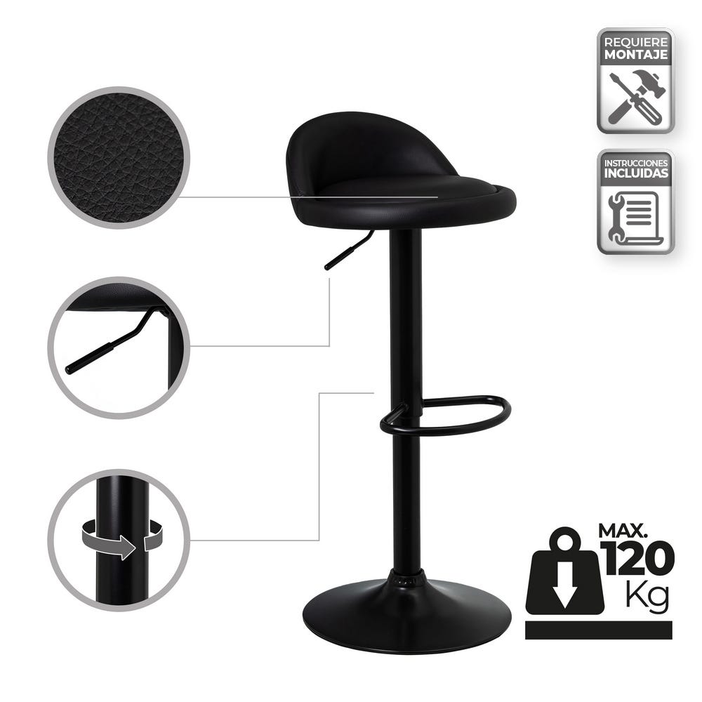 lolahome Taburete giratorio de polipiel de 72-92 cm Ahorra y exporta