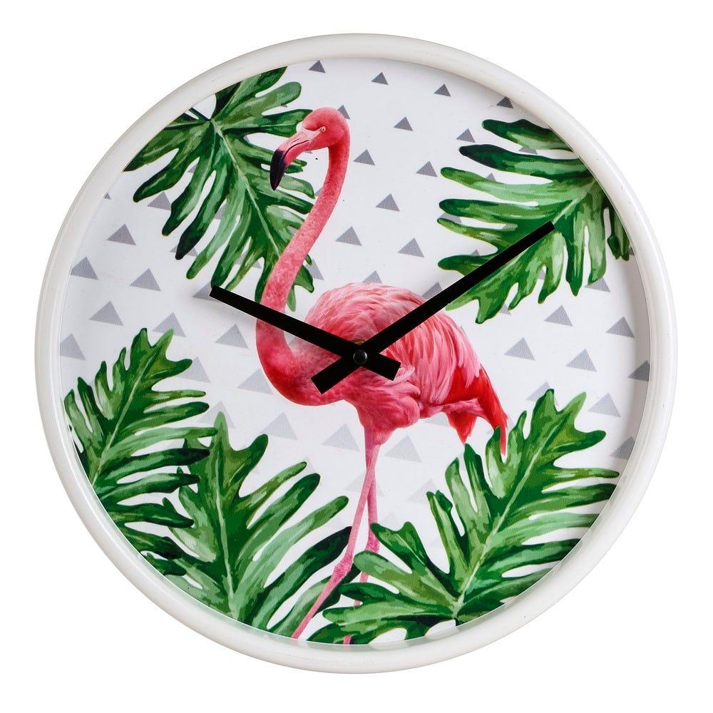 lolahome Set de 2 relojes de flamencos blanco y rosa de madera y metal de Ø 30 cm Grandes ahorros