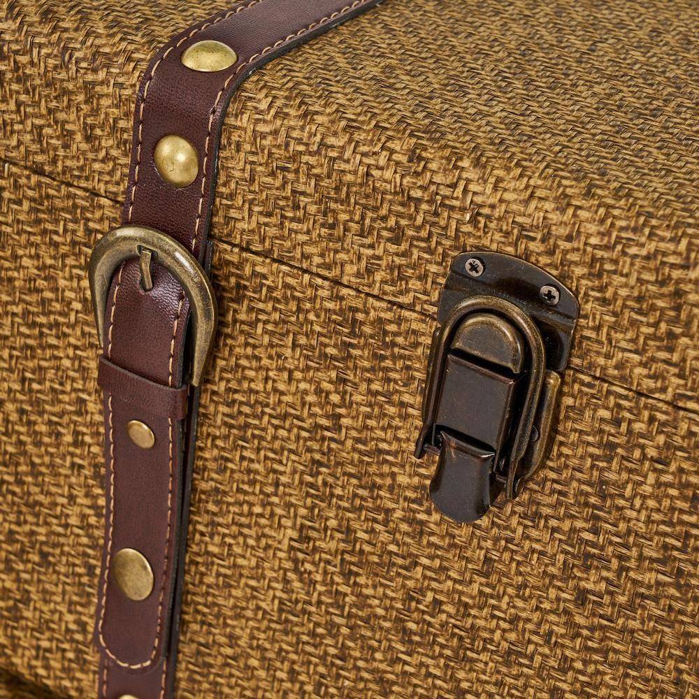 lolahome Set de 3 baúles de viaje marrones y beige Rebajas baratas