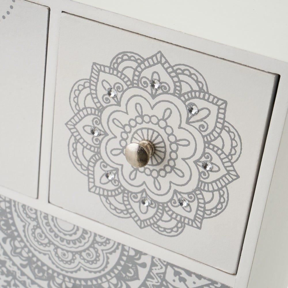 lolahome Caja organizadora mandala de madera blanca de 30x10x22 cm Envío gratis