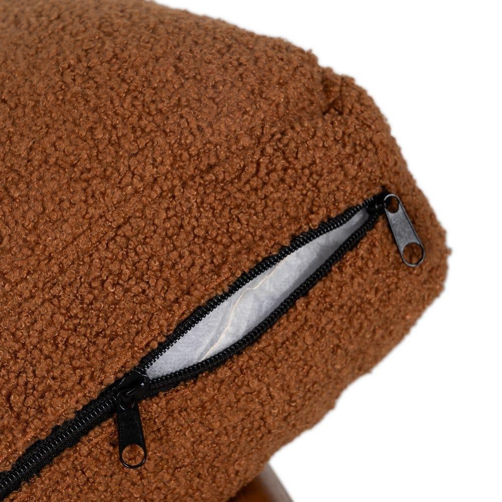 lolahome Sillón marrón de diseño bajo de tela de borreguito y metal Solo queda un día